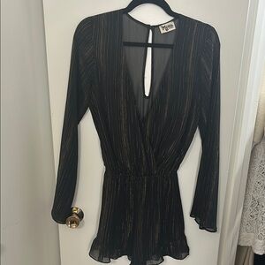 Black and Gold Long Sleeve Romper
